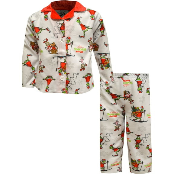 Komar Kids Boys Dr. Seuss The Grinch Merry Christmas Toddler Traditional Pajamas (4T)