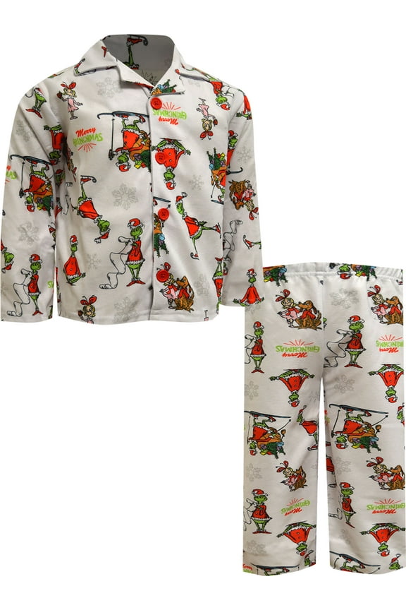 Boys Dr. Seuss The Grinch Traditional Flannel Pajamas (4)