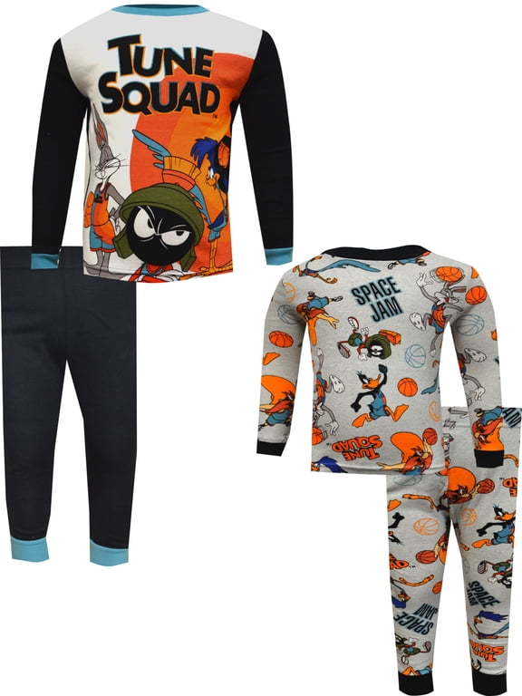 Komar Kids Boys Looney Tunes Space Jam Tune Squad 4 Piece Cotton Pajama (4)