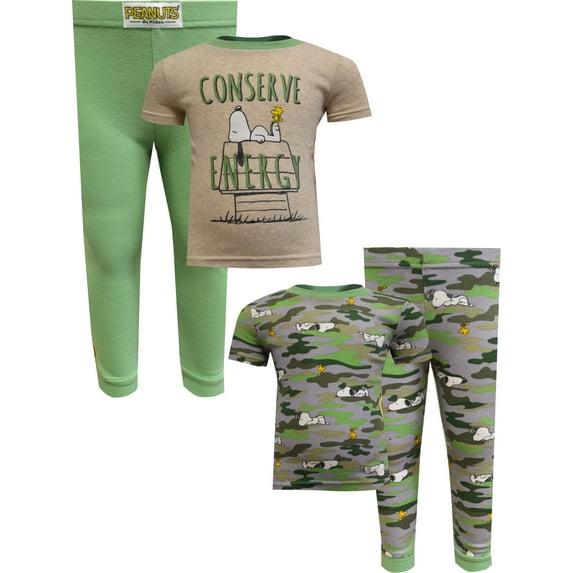 Komar Kids Boys Peanuts Snoopy Conserve Energy and Nap Toddler Cotton Pajama (2T)