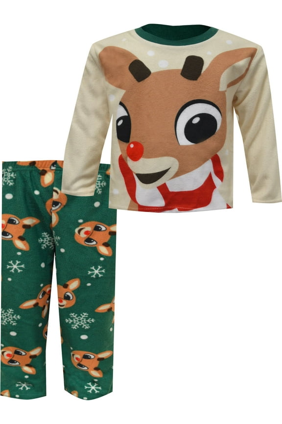 Boys Rudolph The Red-Nosed Reindeer Fleece Christmas Toddler Pajama (3T)