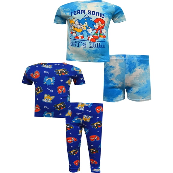 Komar Kids Boys Sonic the Hedgehog Team Sonic Cotton 4 Piece Toddler Pajamas (2T)