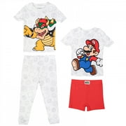 Komar Kids Boys Super Mario Mario Versus Bowser 4 Piece Cotton Toddler Pajamas (2T)