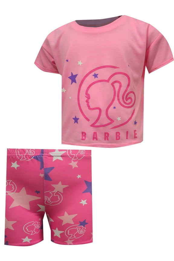 Girls Barbie Classic Pink Shortie Pajamas (6)