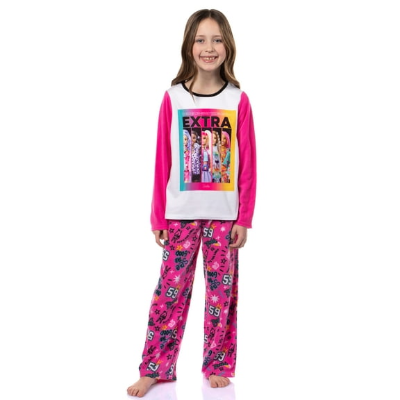 Komar Kids Barbie Girls No Such Thing As Too Extra Fleece 2 Piece Pajama Set