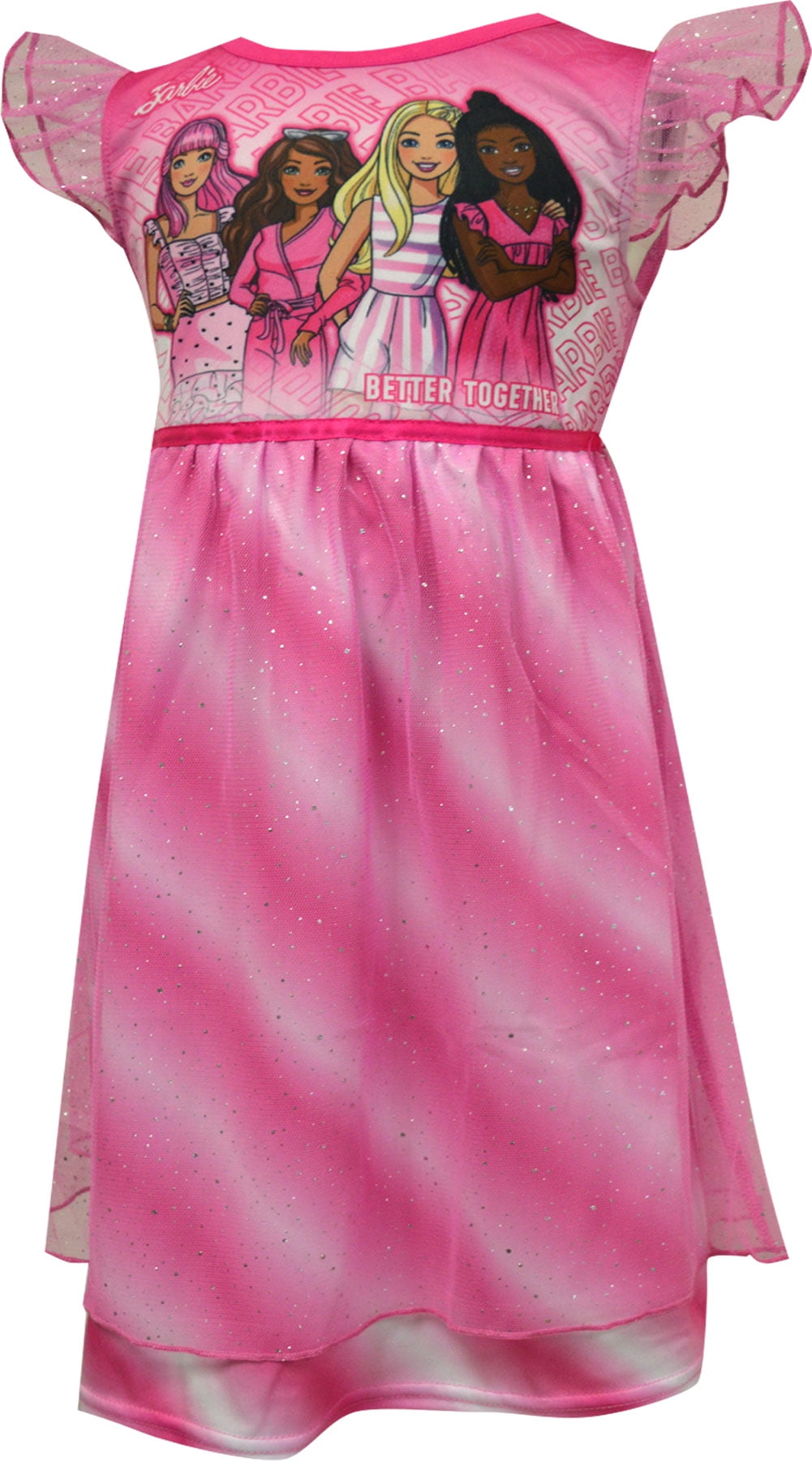 Komar Kids Girls' Barbie Pink Sparkle Better Together Dress Up Toddler