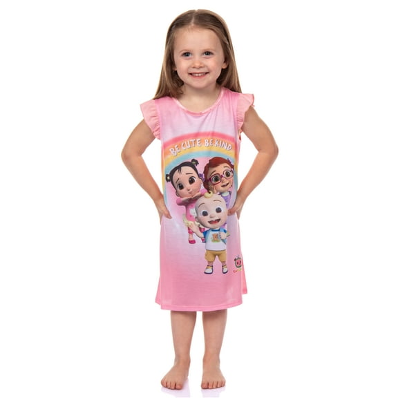 CoComelon Toddler Girls Be Cute Be Kind Ruffle Sleeve Nightgown