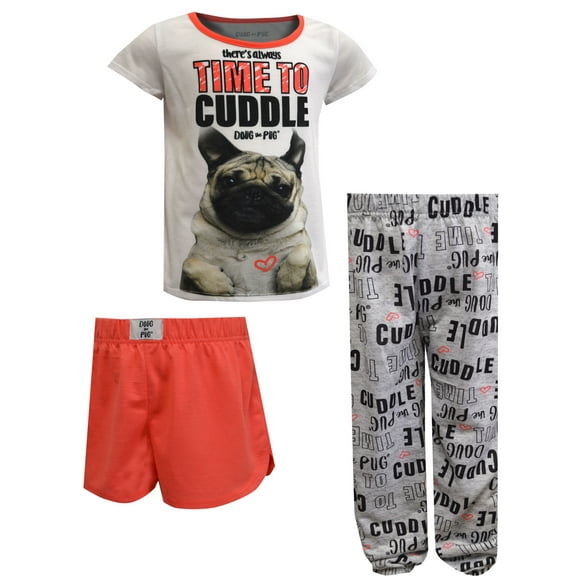 Komar Kids Girls Doug the Pug Cuddle Time 3 Piece Pajamas (4/5)