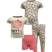 Komar Kids Girls Peppa Pig Yay for Today 4 Piece Cotton Toddler Pajamas (3T)