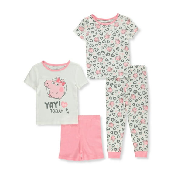 Komar Kids Girls Peppa Pig Yay for Today 4 Piece Cotton Toddler Pajamas (4T)