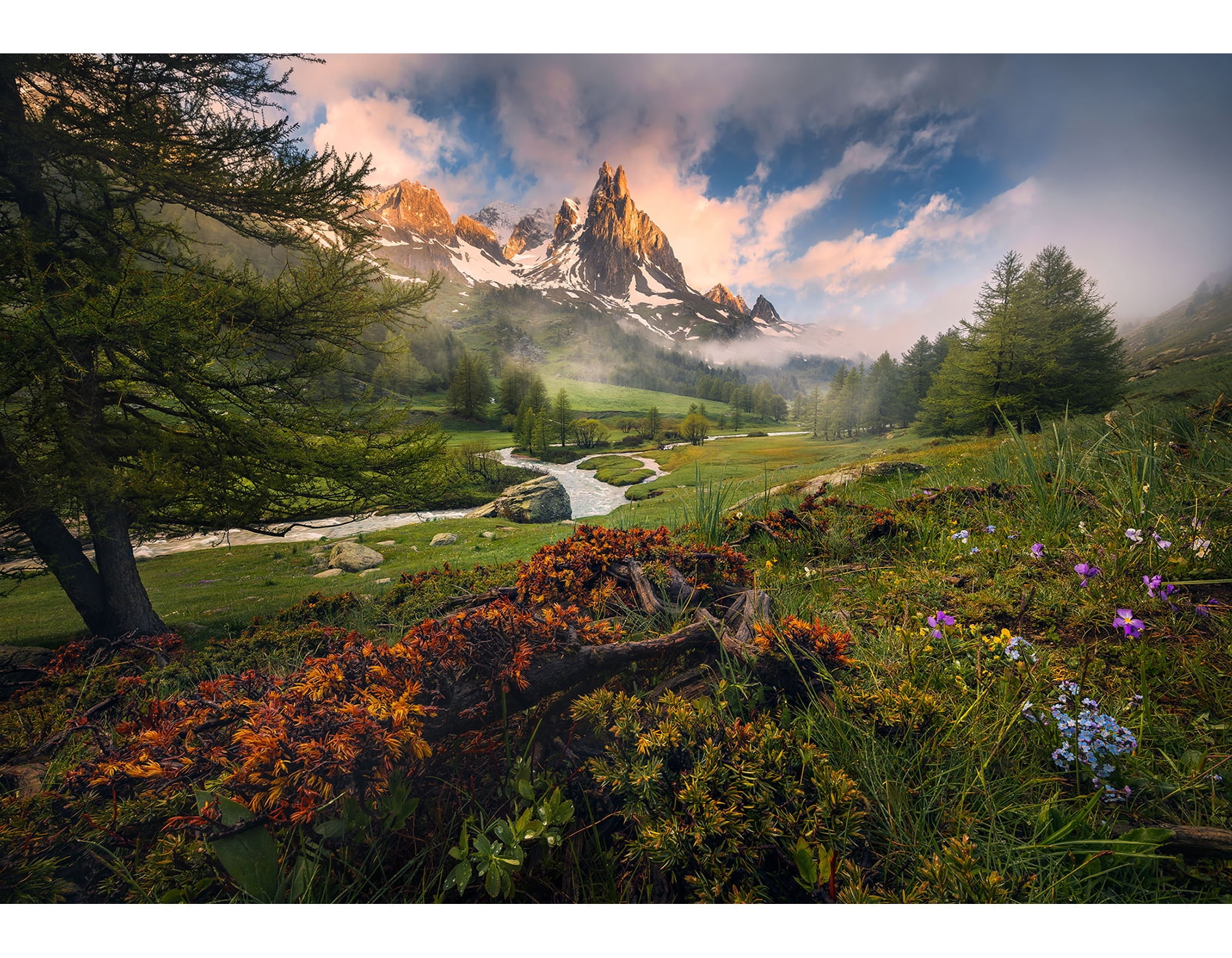 Pink Scenic Landscape Non-Pasted Kids Wall Mural