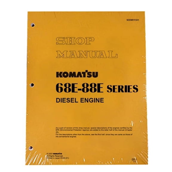 Komatsu 68E, 74E, 82E, 84E Diesel Engine Workshop Repair  Service Manual - Part Number # SEBM011501