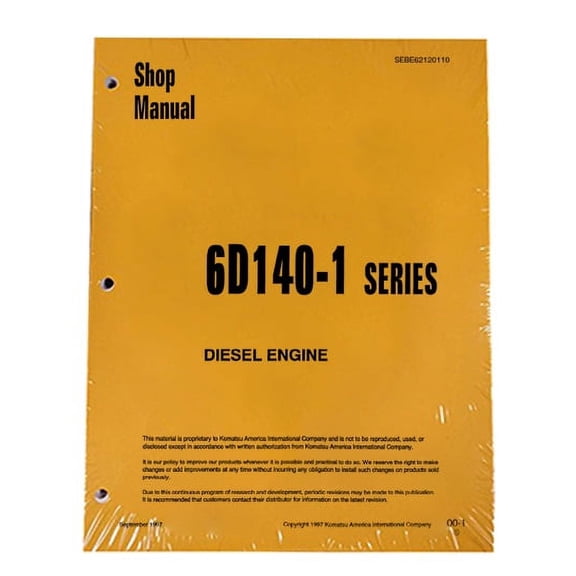 Komatsu 6D140-1 Series Diesel Engine Workshop Repair  Service Manual - Part Number # SEBD62120110