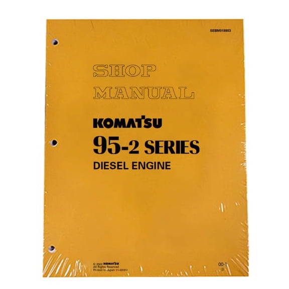 Komatsu 95-2 Series Diesel Engine Workshop Repair  Service Manual - Part Number # SEBM018803