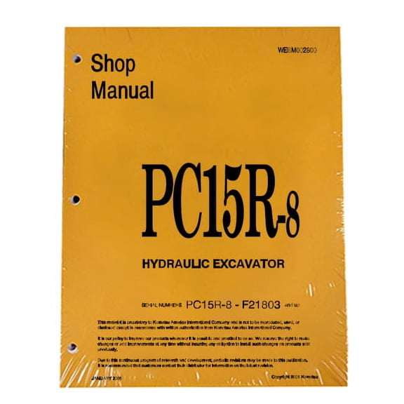 Komatsu PC15R-8 Excavator Workshop Repair  Service Manual - Part Number # WEBD002800