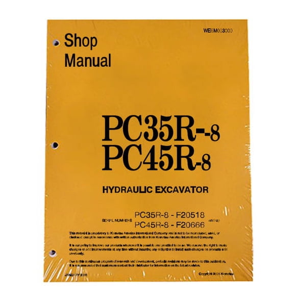 Komatsu PC35R-8 & PC45R-8 Excavator Workshop Repair  Service Manual - Part Number # WEBD003000