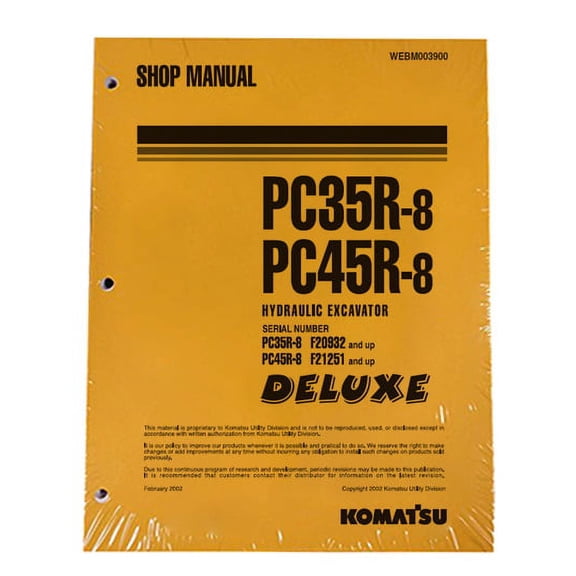 Komatsu PC35R-8 & PC45R-8 Excavator Workshop Repair Service Manual - Part Number # WEBD003900