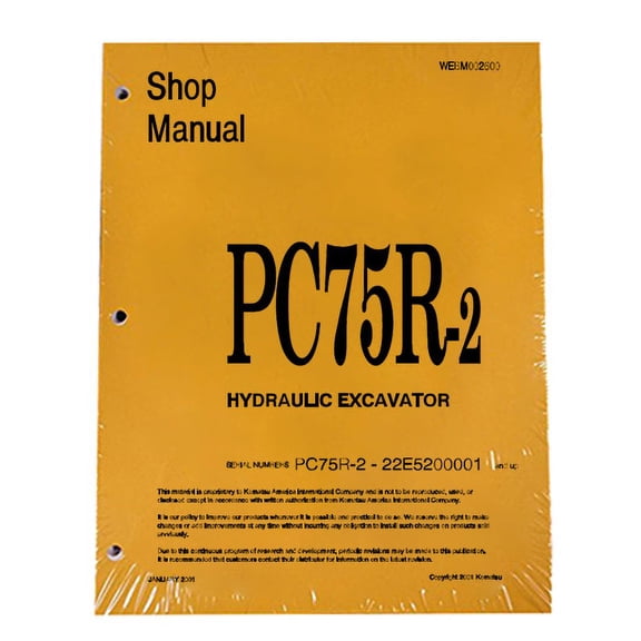 Komatsu PC75R-2 Excavator Workshop Repair  Service Manual - Part Number # WEBD002600