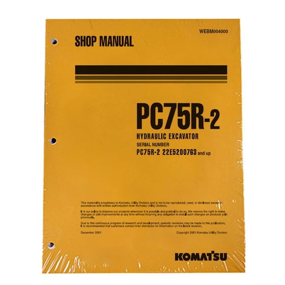 Komatsu PC75R-2 Excavator Workshop Repair  Service Manual - Part Number # WEBM004000