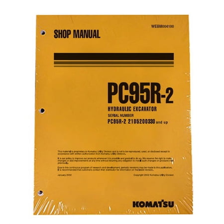 Komatsu PC95R-2 Excavator Workshop Repair Service Manual - Part Number # WEBD004100
