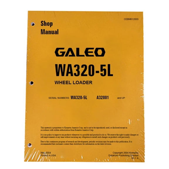 Komatsu WA320-5L Wheel Loader Workshop Repair  Service Manual - Part Number # CEBD012003