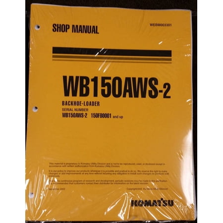 Komatsu WB150AWS-2 Backhoe Workshop Repair Service Manual - Part Number # WEBM003301
