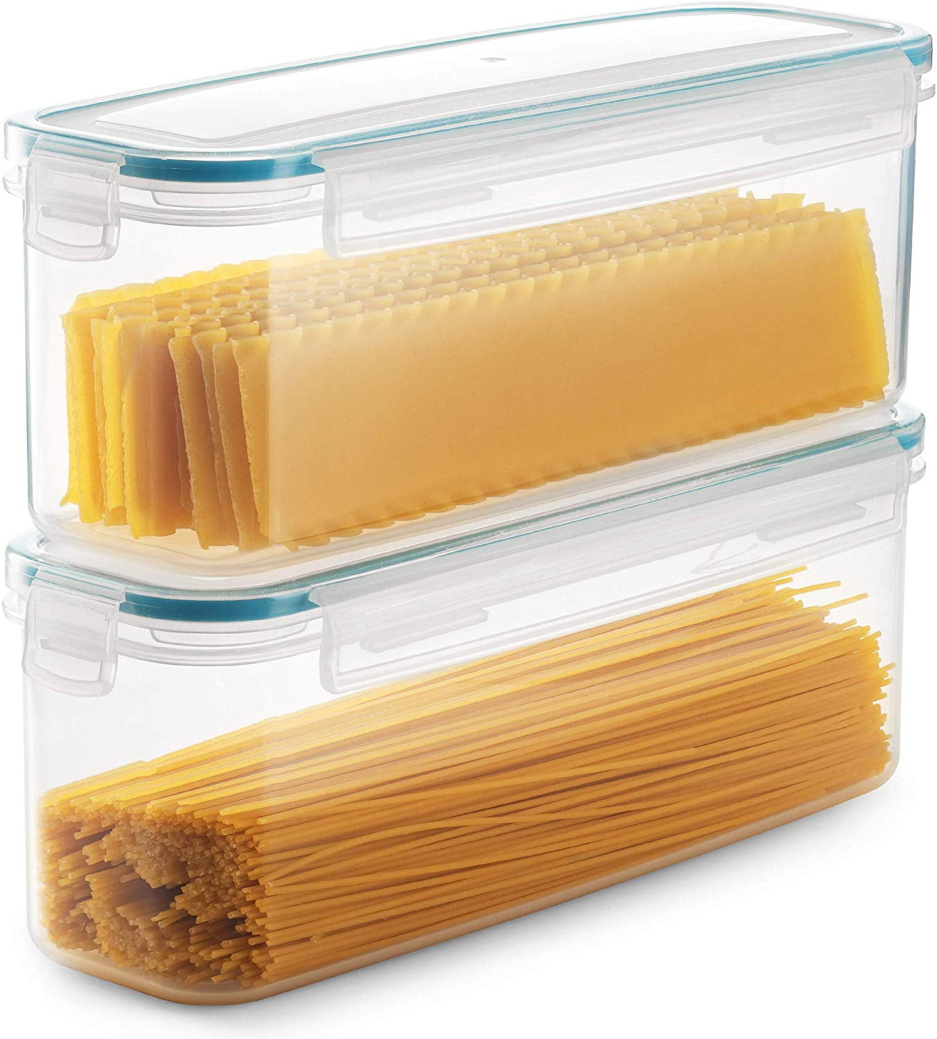 DWËLLZA Kitchen Pasta Storage Containers for Pantry Airtight - 4 PC Spaghetti Container Storage - Ideal for Spaghetti & Noodles, Kitchen Pantry