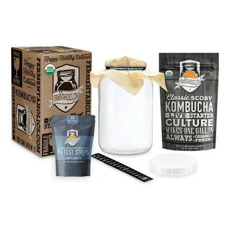 Kombucha Essentials Kit - ORGANIC SCOBY - Brew kombucha at Home