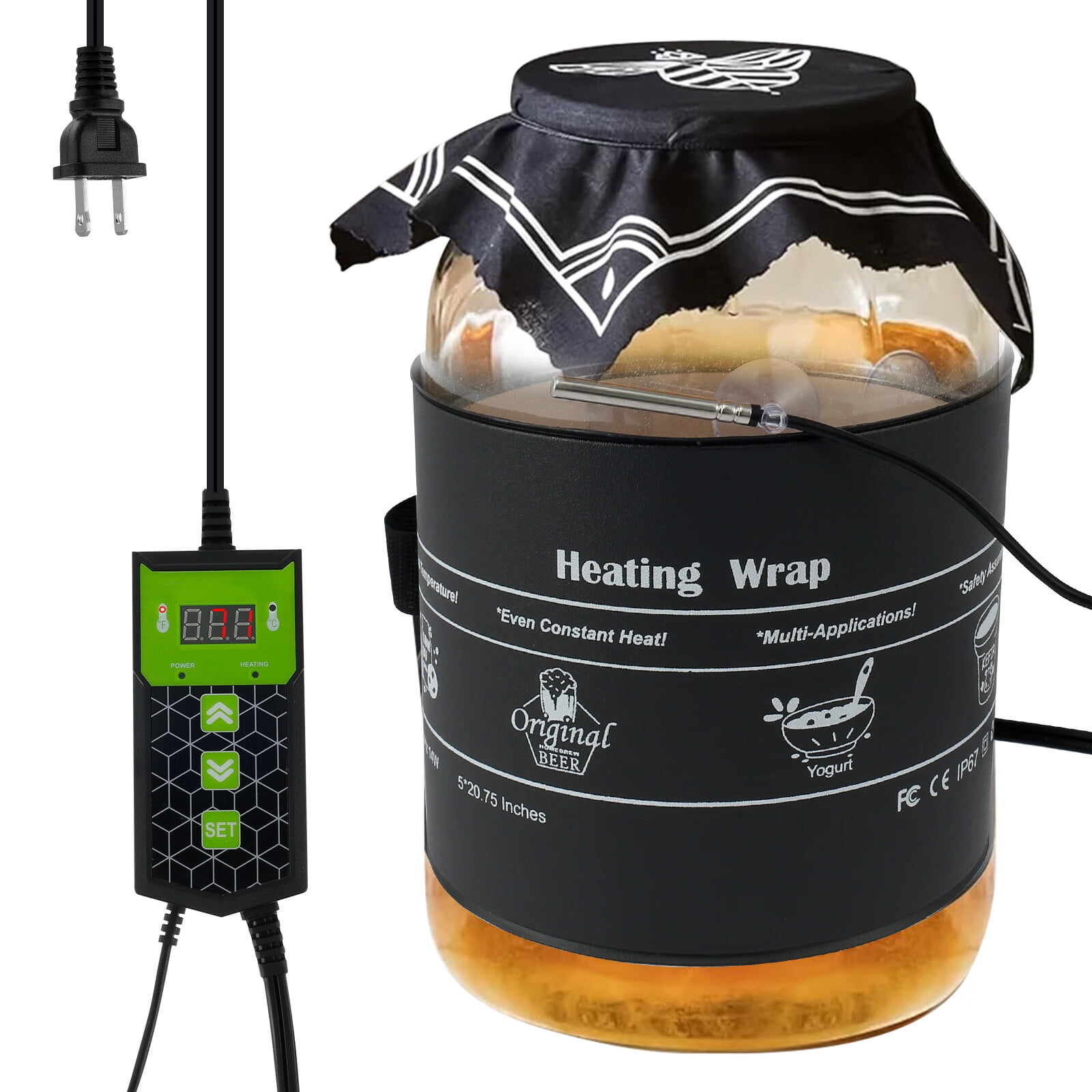 Kombucha Heating Wrap,Kombucha Jar Heat Wrap with Digital Temperature