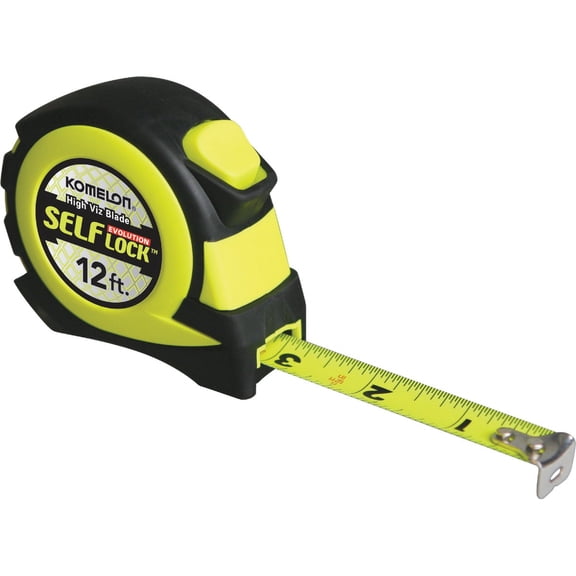 Komelon Evolution Self-Lock Tape Measure - 12 Ft Measuring Length - 1 Piece