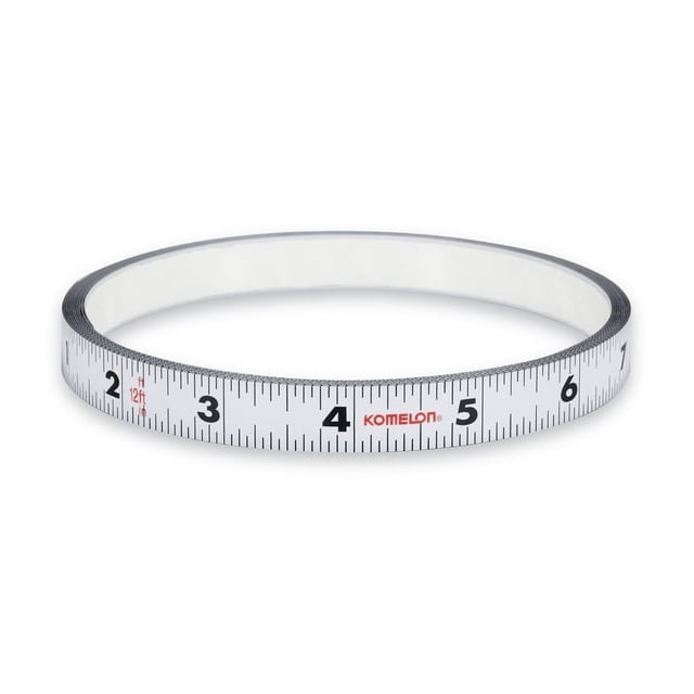 Komelon F12 12-Foot Stick & Measure Flat Tape Measure – Self-Adhesive Steel Blade For Workbenches & Saw Tables