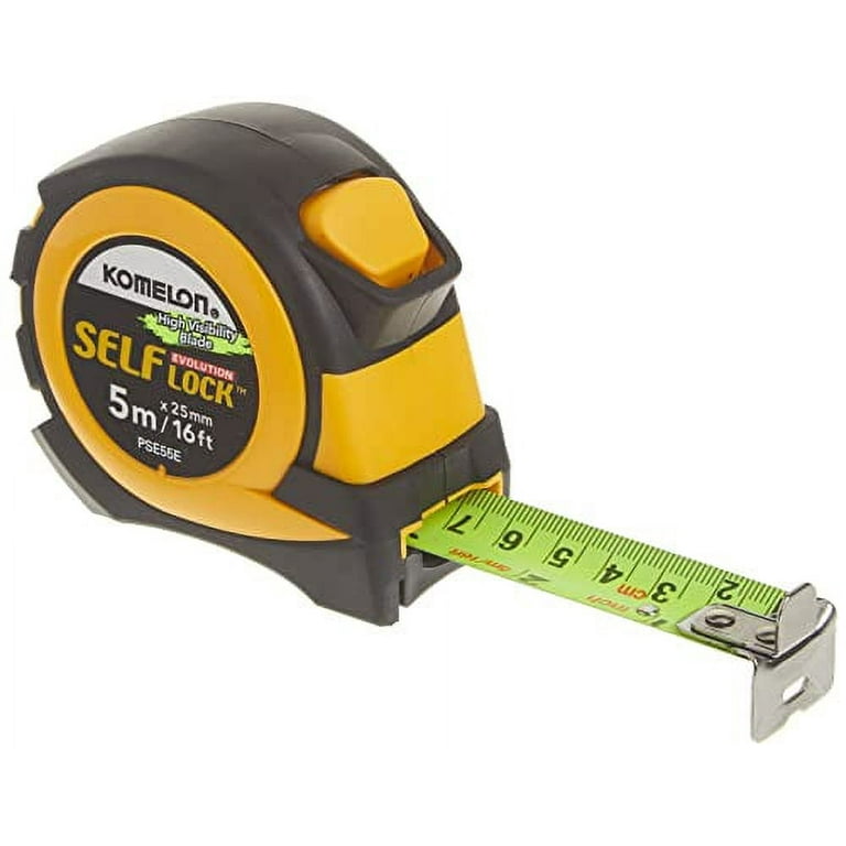 Komelon Pse55e 5m/16' Metric Self Lock Tape Measure, Yellow/Black