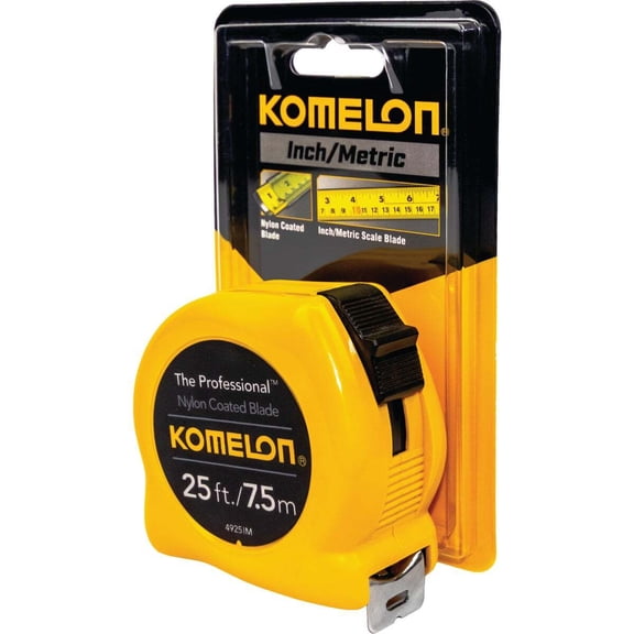 Komelon USA 416-4925-IM 1 in. x 25 ft. The Professional Metric Scale Power Tape, Yellow