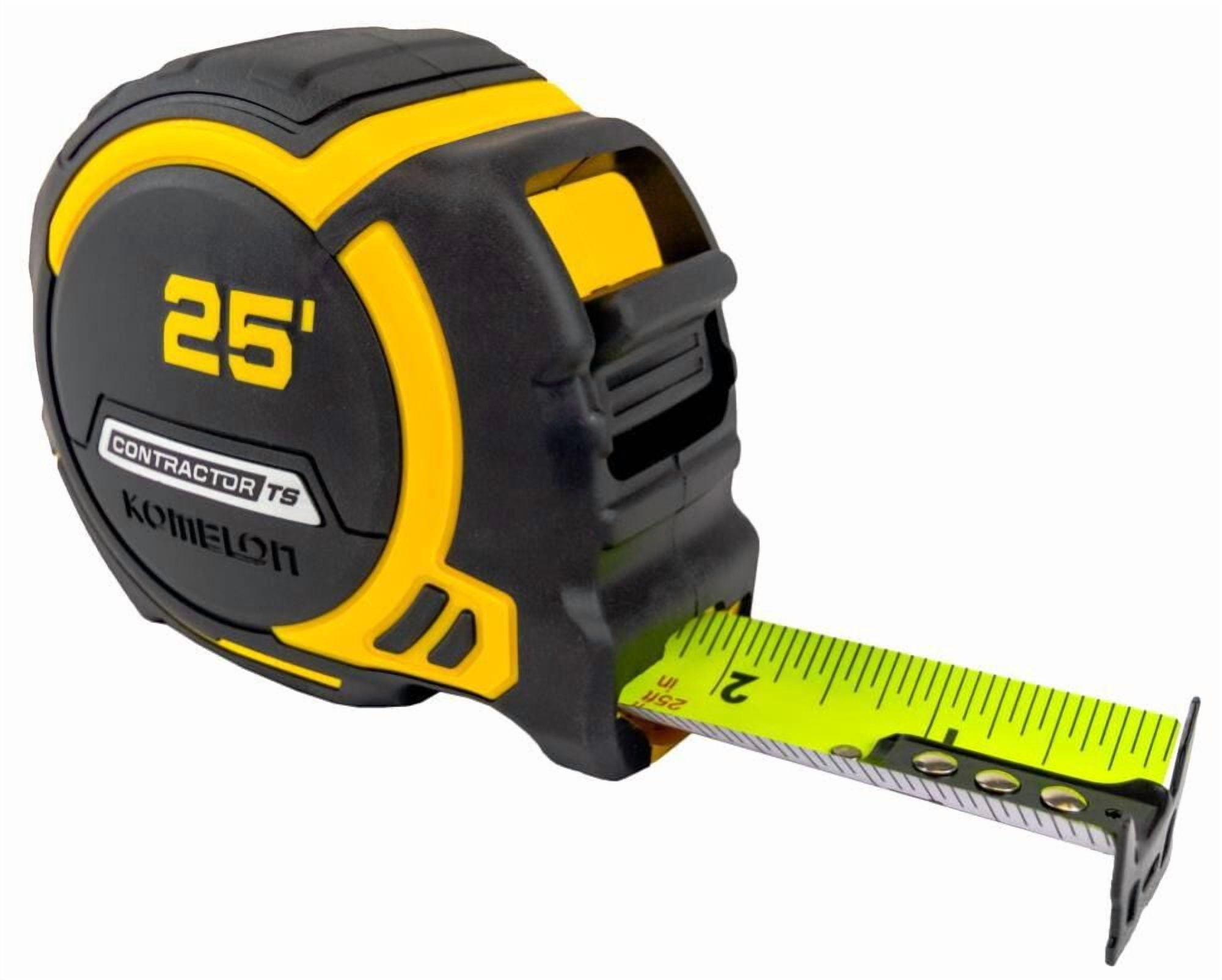 Komelon USA Contractor TS Wide-Blade Tape Measure, 1-1/4 in x 25 ft, Black/Yellow - 1 EA (416-93425)