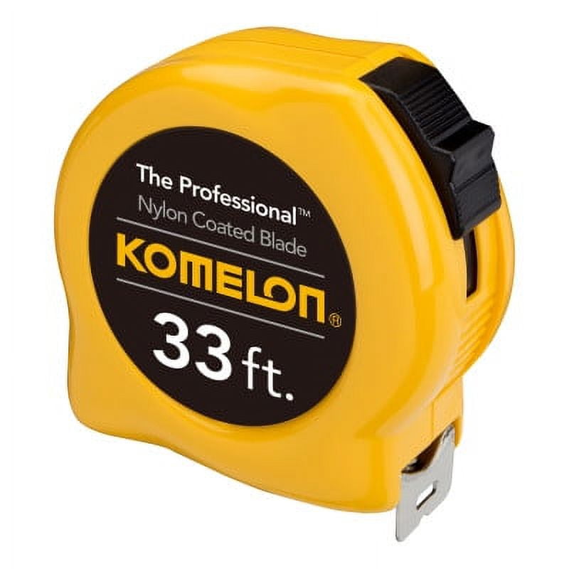 Komelon USA Professional Series Power Tape, 1 in W x 33 ft L, SAE, Nylon Coated Yellow Blade, Hi-Viz Orange/Black Case - 1 EA (416-4933)