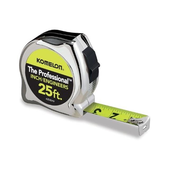 Komelon Usa  25 ft. x 1 in. High Viz Chrome Professional, Inch Engineer Tape Measure