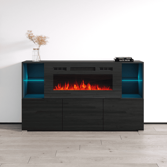 Komi 03 Electric Fireplace Modern 63" Sideboard