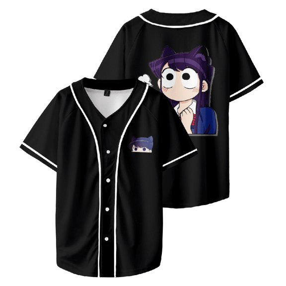 Komi Can't Communicate Shouko Komi Merch Baseball Jacket Unisex Fashion V-neck Short-sleeved T-shirt