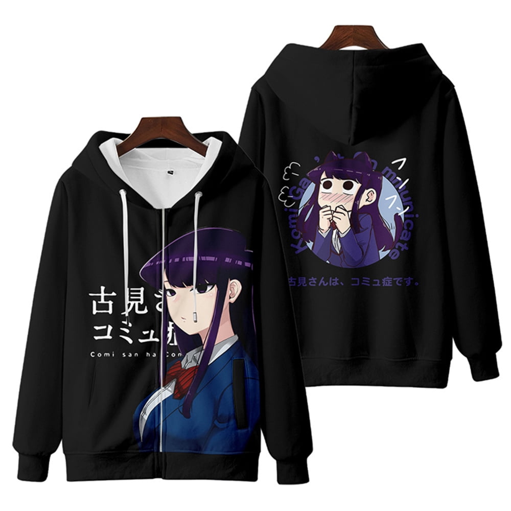 Komi Cant Communicate Zipper Hooded Sweatshirt Winter Clothes