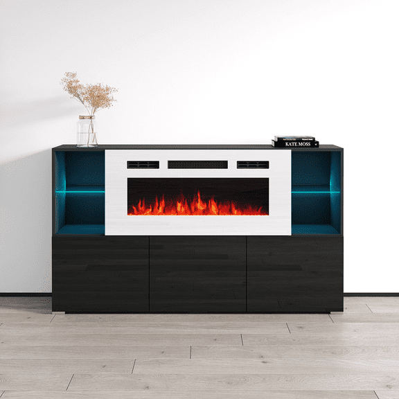Komi WH03 Electric Fireplace Modern 63" Sideboard