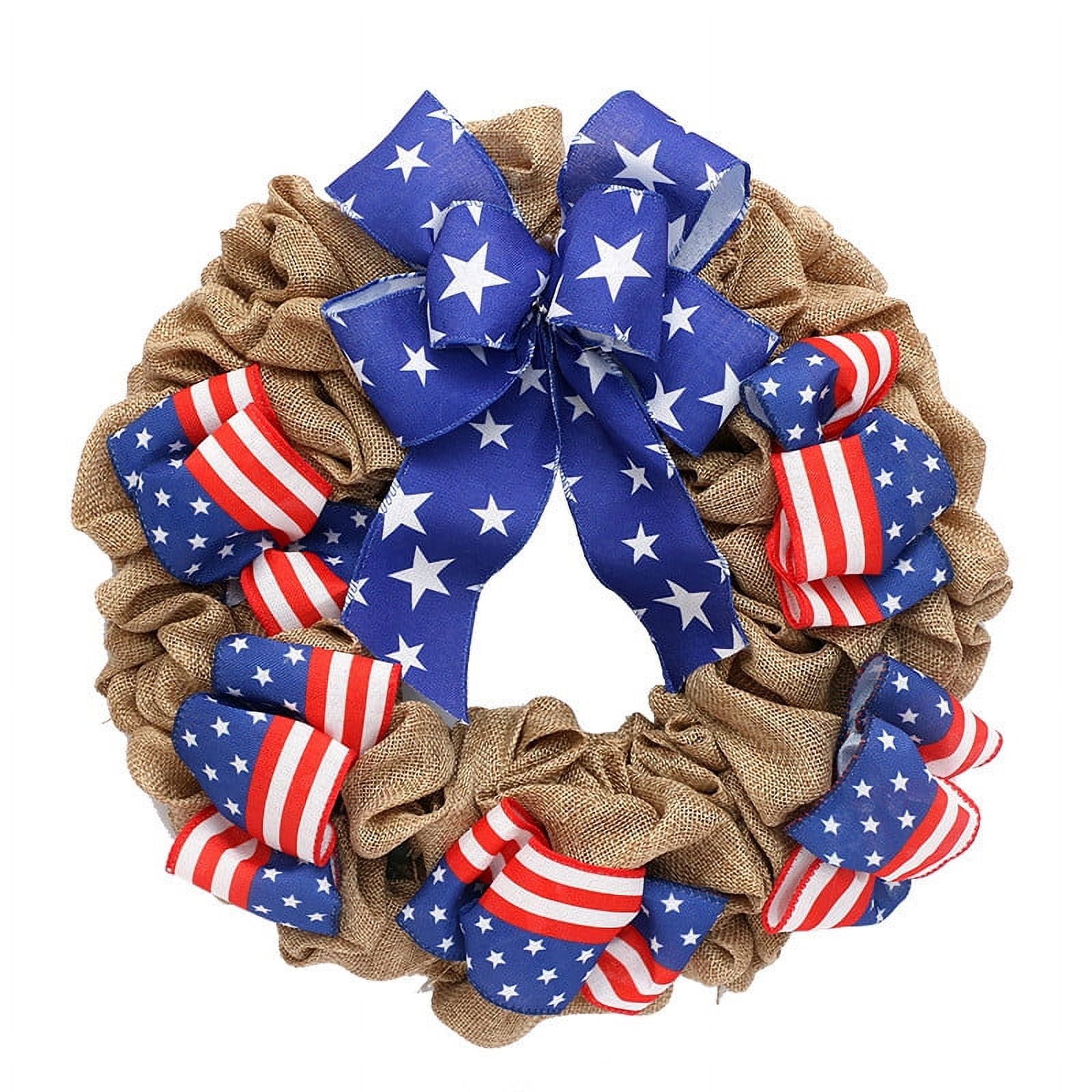 Komiseup 4th of July Wreath Decoration, American Flag Wreath for Front