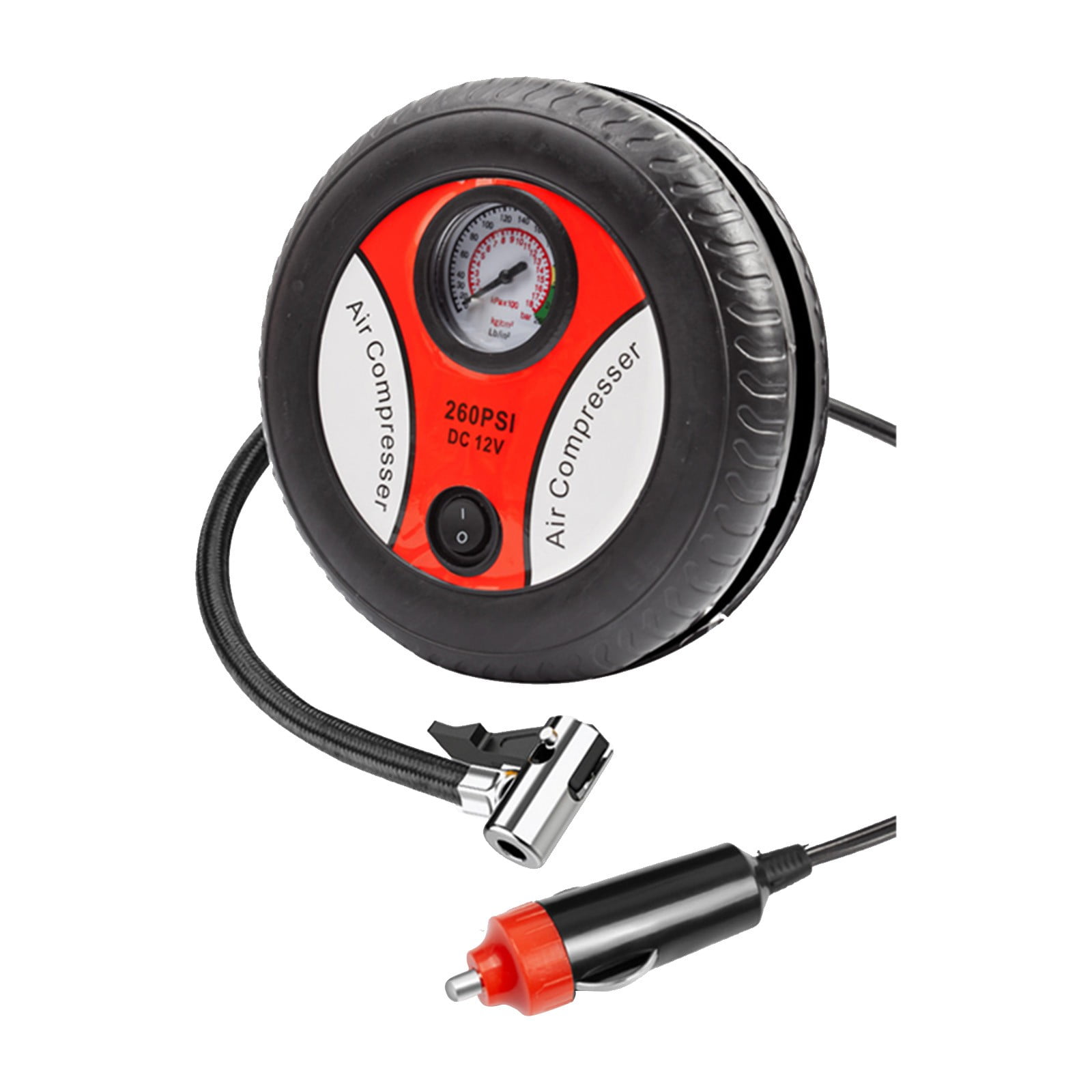 Komiseup Air Compressor Tire Inflator, 260 PSI DC 12V Portable Electric Mini Tire Inflator Auto Digital Inflator Pump for Car, Bicycle, Motorcycle, Balls