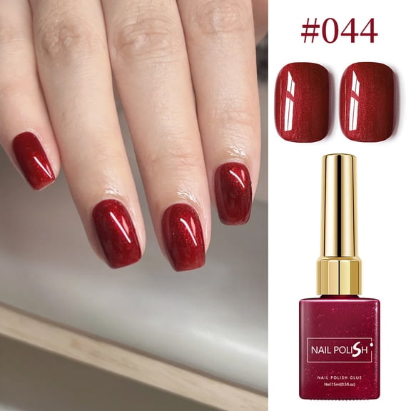 Komiseup Ankara Red Series Nail Polish Glue - 6 Red Shades Gloss/Matte/Glitter Long-Lasting Gel Polish 15ml