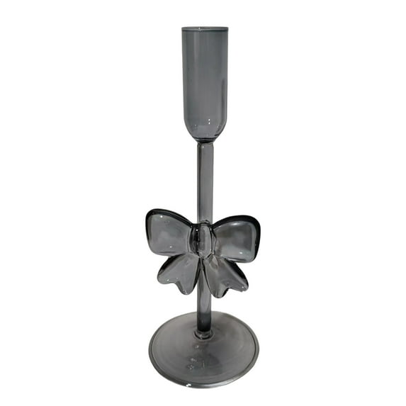 Komiseup Bow Candle Holders, Candle Stick Holders, Bow Glass Candlestick Holders, Modern Decorative Centerpiece For Table Mantel Wedding Housewarming Gift Valentine'S Day Gift