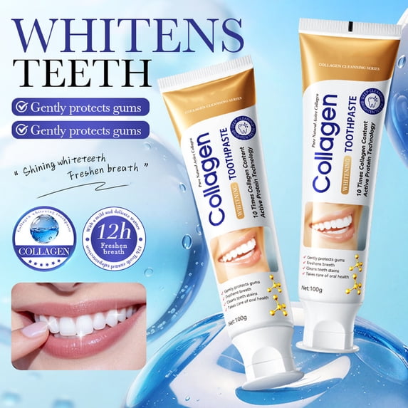 Komiseup Collagens White Toothpaste Whiten And Refreshing Breath Toothpaste Whiten Toothpaste Protection Removes Tooth Stains 100g