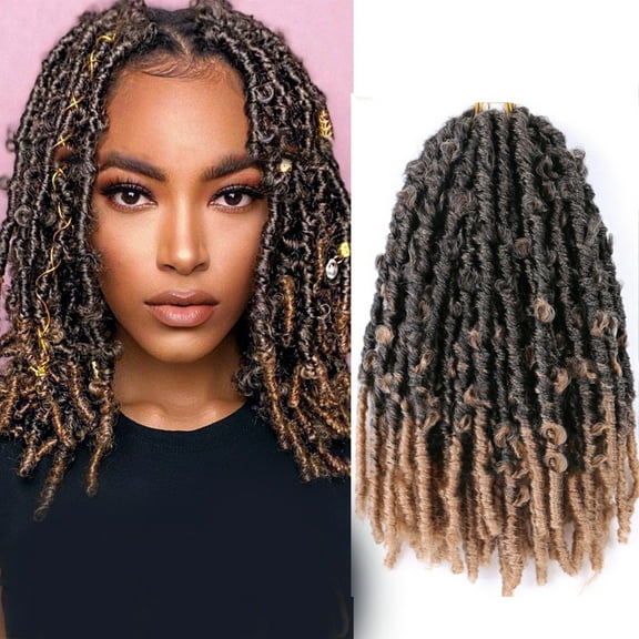 Komiseup Crochet Hair Distressed Bow Faux Braids Messy Pre Looped Soft Locks