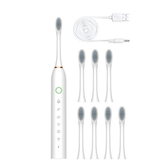 Komiseup Electric Toothbrush with 4 Brush Heads for Adults and Kids, Smart 6 Speed Timer Deep Clean Electric Toothbrush with Rechargeable Power IPX7