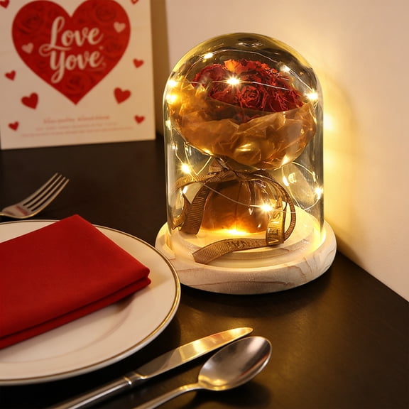 Komiseup Gifts For Her, Lasts Forever Red Roses, Light Up Rose In Glass Dome, Rose Flower Roses Bouquets Gifts For Mom Wife Girlfriend Sister