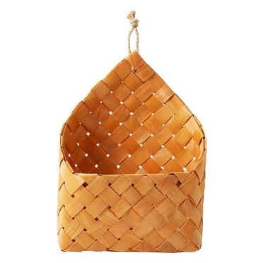 Komiseup Hanging Storage Baskets, Plastic Pantry Wicker Baskets, Wall Mount Basket with Hook, Decorative Baskets for Organizing, Small Woven Baskets for Kitchen Bathroom