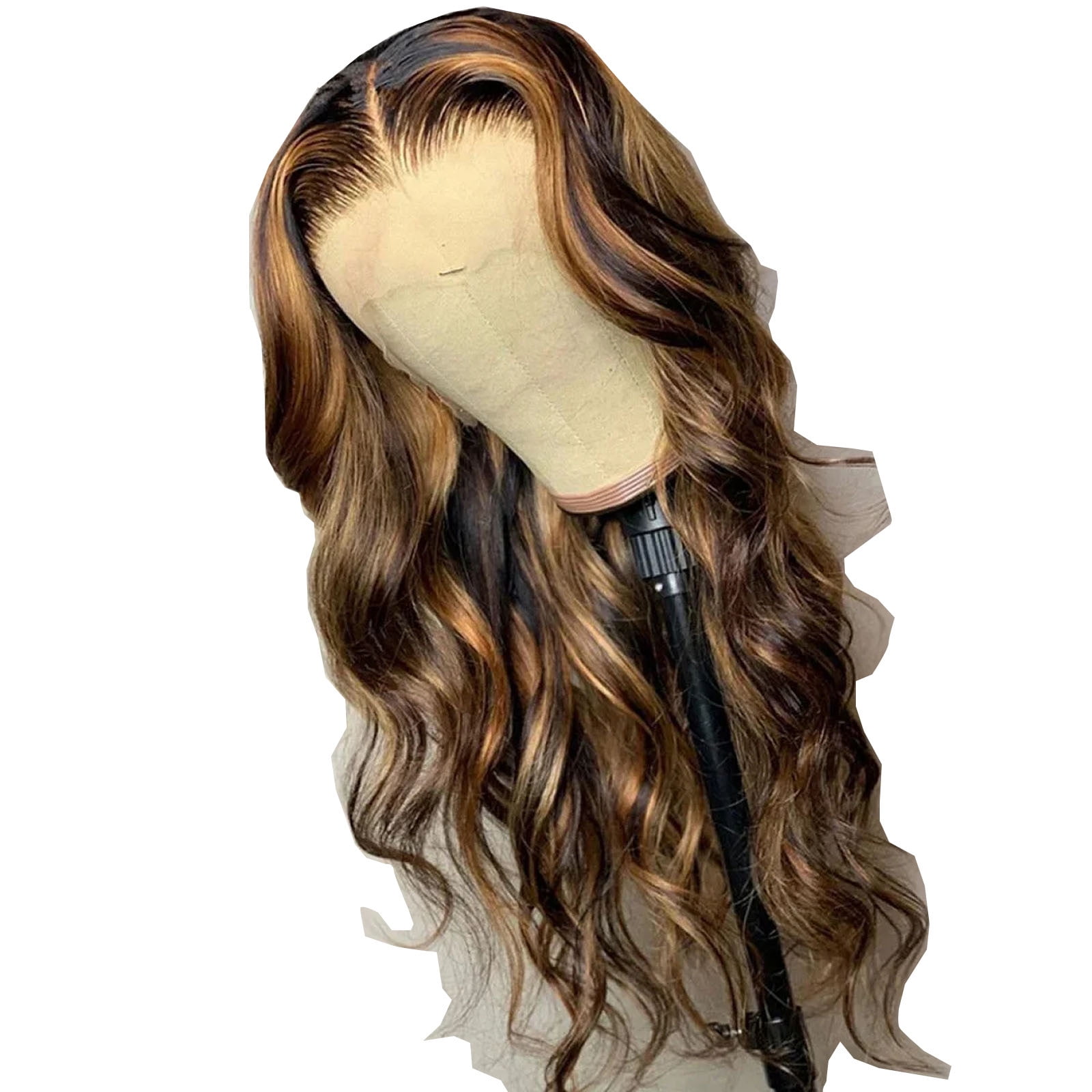 Red Wavy Lace Front deals Wig Human Blend Ombre Highlights Cooper Red Glueless Heat